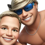 smiling boys in jewelry sticker