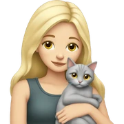 blonde girl cuddling grey cat sticker