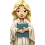 blonde girl with blanket and book sticker