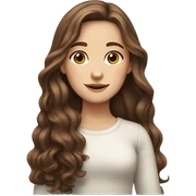 white girl with long wavy brown hair with brown eyes sticker