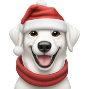 Perro blanco sonriendo con gorro de navidad sticker