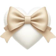white heart with beige bow sticker