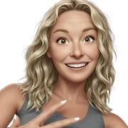 blonde girl with a smile sticker
