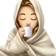 White Girl inside a blanket sipping coffee eyes closed sticker