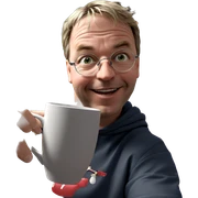 smiling boy holding a cup sticker