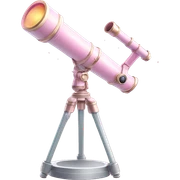 Pastel Pink Telescope "A pastel pink telescope with glowing lenses, shimmering accents, and a magical stardust effect surrounding its viewfinder." sticker