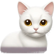 White cat with a bow sticker