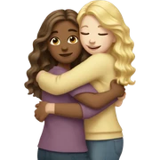 wavy brown hair girl hugging blonde hair girl sticker