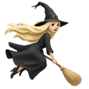 Blonde white witch flying on broom sticker