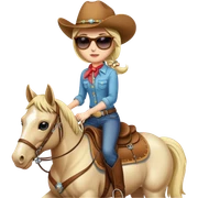 Cowgirl with sunglasses riding a horse  sticker