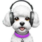bichon wearing headphones sticker