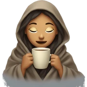 girl inside a blanket sipping coffee eyes closed sticker