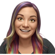 smiling girl with multicolored hair sticker