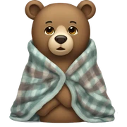 bear cozy in blanket sticker