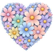Pastel colors flower heart sticker