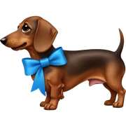 dachshund brown with blue bow sticker