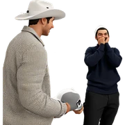 two boys in stylish hats sticker