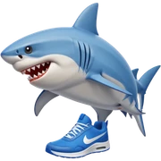 Shark with 3 legs wearing blue Nike sneakers rage sticker
