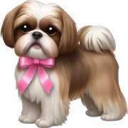 Pure Brown shih tzu with pink ribbon sticker