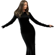 girl in black dress by window sticker