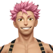 smiling boy with pink hair sticker