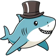 Shark with a top hat sticker
