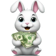 Bunny holding money sticker