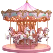 Pastel Pink Carousel "A pastel pink carousel with glowing horses, glittering poles, and a soft, dreamy light illuminating the entire structure." sticker
