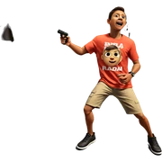 realistic male with gun sticker