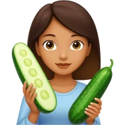 Chica sosteniendo un pepino sticker