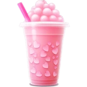Heart-Themed Bubble Tea "A pastel pink bubble tea in a cup with tiny heart patterns, glowing tapioca pearls shaped like hearts, and a sparkly pink straw radiating a soft light." sticker