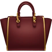 Dark red handbag with gold sticker
