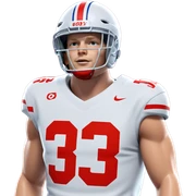 athlete in focus with helmet sticker