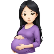 Beautiful Asian girl with long black hair pregnant sticker
