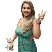 girl in dress with cat sticker