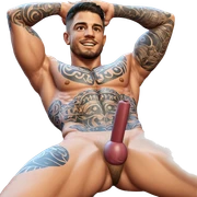 muscular male with tattoos sticker