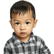male child gazing at viewer sticker