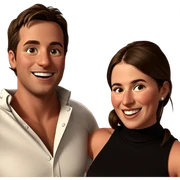 smiling couple in casual attire sticker
