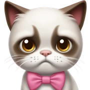 Grumpy cat with cute bow pink sticker