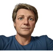 male with blue shirt sticker