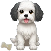 dog Maltese with toys sticker