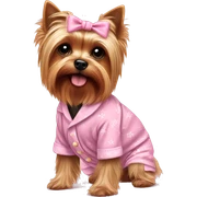 Yorkie wearing pink pajamas  sticker
