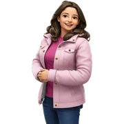 smiling girl in denim coat sticker