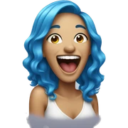 Lady laughing with blue hair  sticker