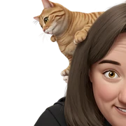 smiling girl with cat sticker
