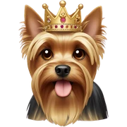 Yorkshire terrier wearing a crown sticker