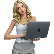 blonde girl with laptop jewelry sticker