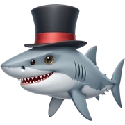 Shark with a top hat sticker