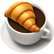 big croissant in a cup of coffee sticker