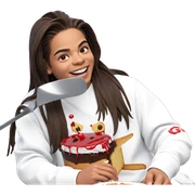 smiling boy with cake sticker